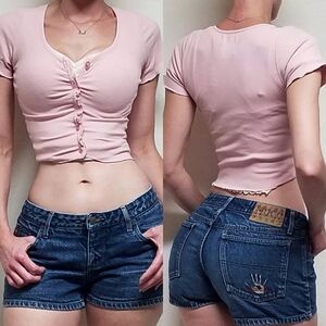 Vintage mudd dark wash stone wash low rise cotton shorty shorts denim shorts